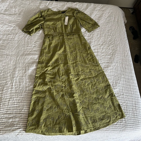 NWT Nobody's Child Olive Green Broderie ORGANIC COTTON Midi Dress - Picture 8 of 8